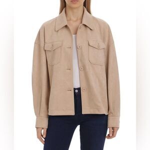 Bagatelle Womens Faux Suede Casual Shirt Jacket Sz Large Oatmeal Tan NWOT